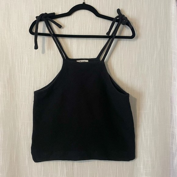 Madewell Black Sleeveless Tie Straps Halter Top - Picture 1 of 6